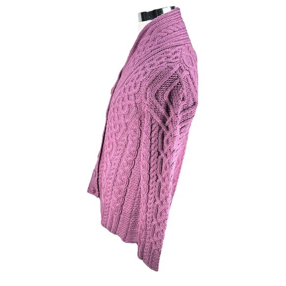 Aran Crafts Cardigan Sweater Women’s Small Pink Merino Wool V-Neck Button New - Picture 4 of 9